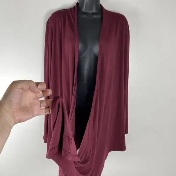Pure Jill Womens Bordeaux Cardigan Sweater Sz Large Multi-Way Wrap Burgundy - Picture 5 of 8